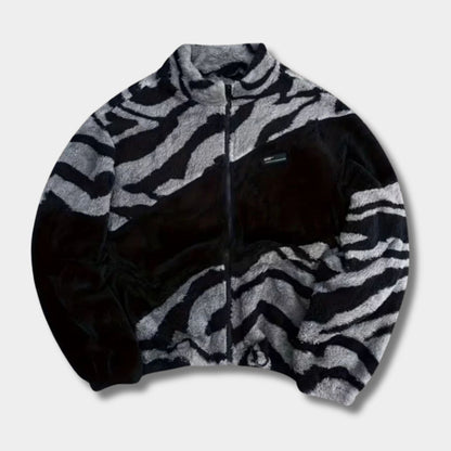 Zebra Print Faux Fur Jacket | Zyphhra