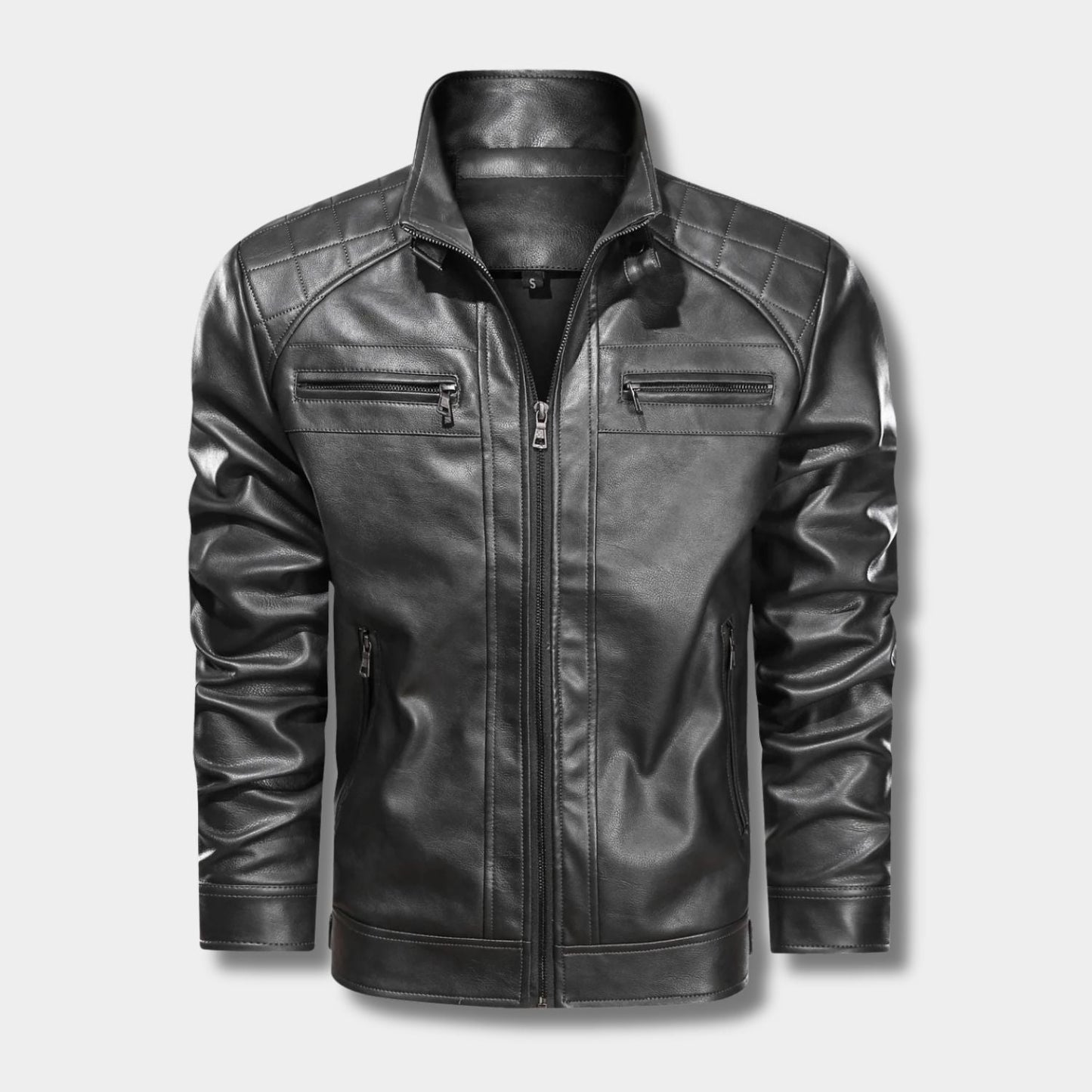 Quilted Stand-Collar Leather Jacket | Zyphhra