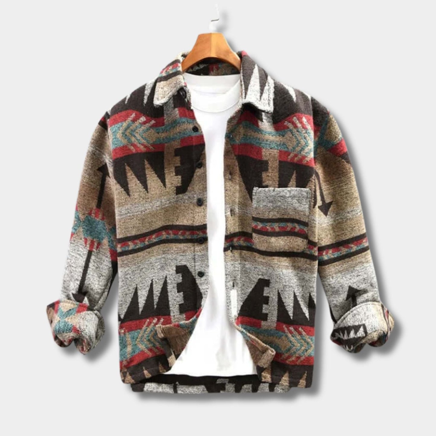 Southwestern Pattern Flannel Shirt Jacket | Zyphhra