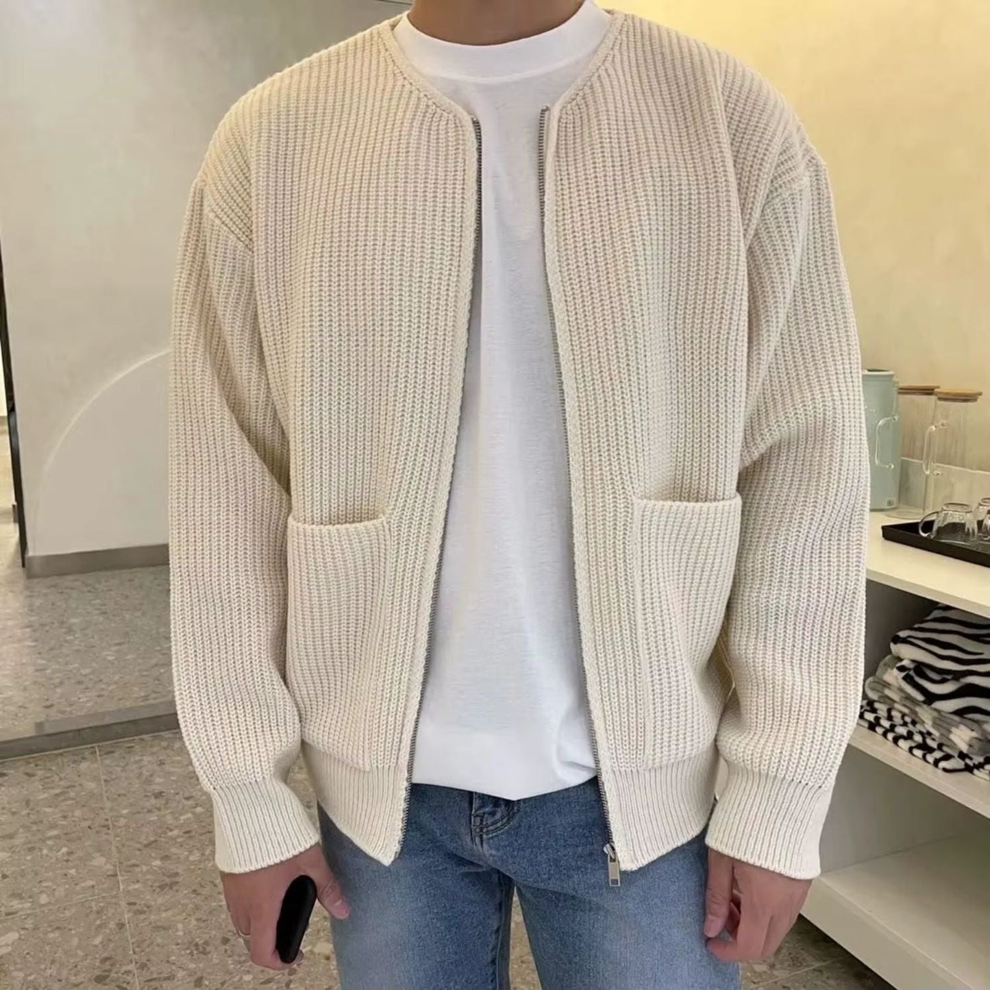 Minimalist Zip Knit Cardigan | Zyphhra