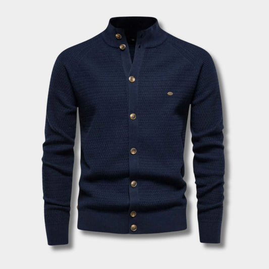 Textured Mandarin Collar Cardigan | Zyphhra