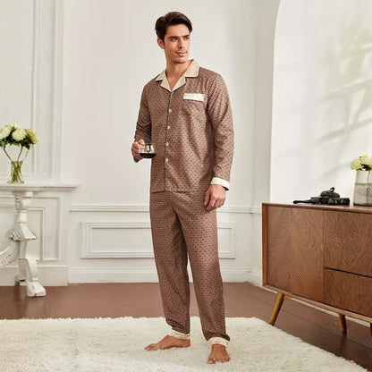 Retro Geometric Lapel Pyjama Set | Zyphhra