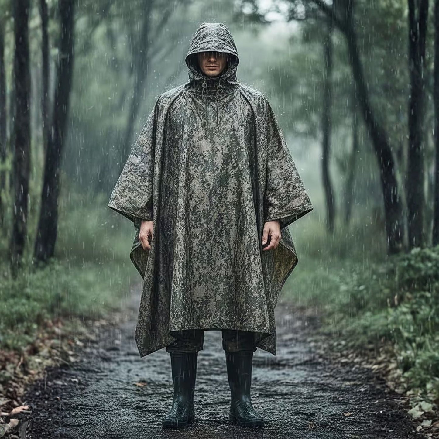 Camouflage Hooded Poncho Rain Coat | Zyphhra