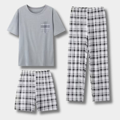 3-Piece Plaid Summer Pyjama Set | Zyphhra
