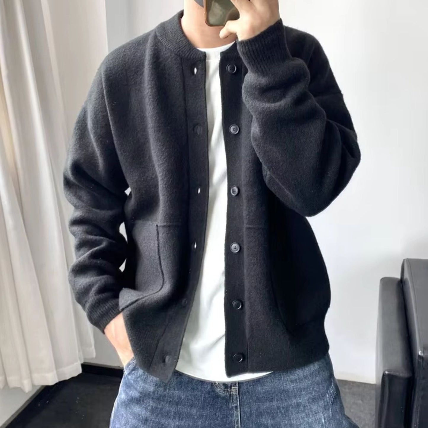 Round Neck Knit Cardigan | Zyphhra