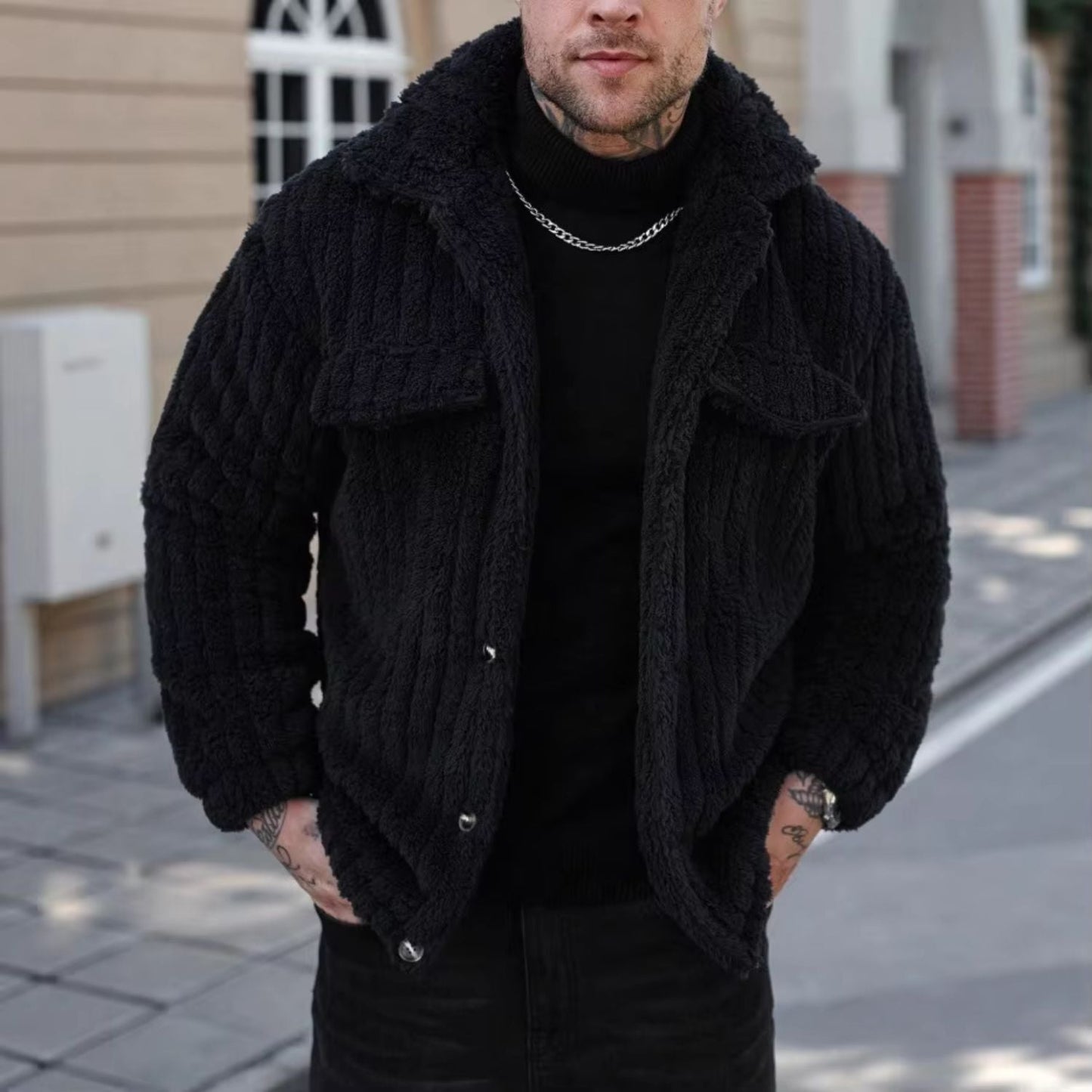 Lapel Button Fleece Jacket | Zyphhra