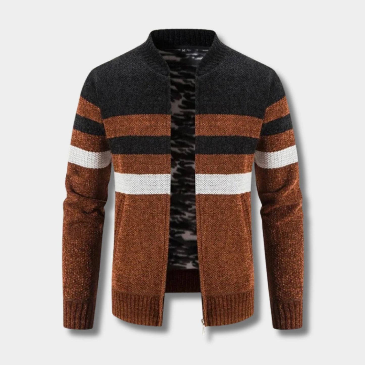 Striped Zip Knit Cardigan | Zyphhra