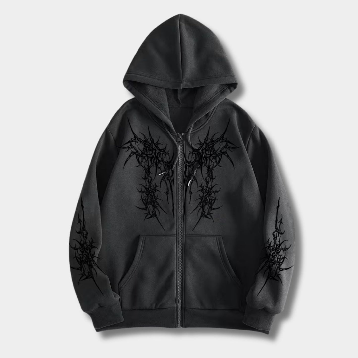Gothic Dark Streetwear Zip Hoodie | Zyphhra