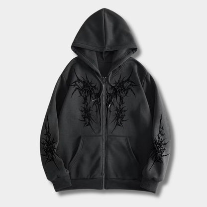 Gothic Dark Streetwear Zip Hoodie | Zyphhra