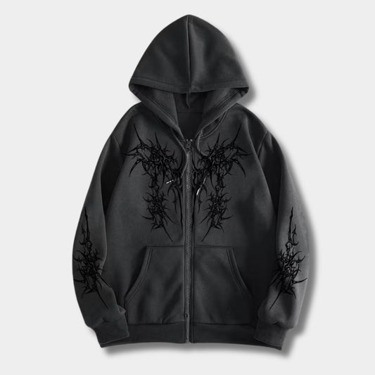 Gothic Dark Streetwear Zip Hoodie | Zyphhra