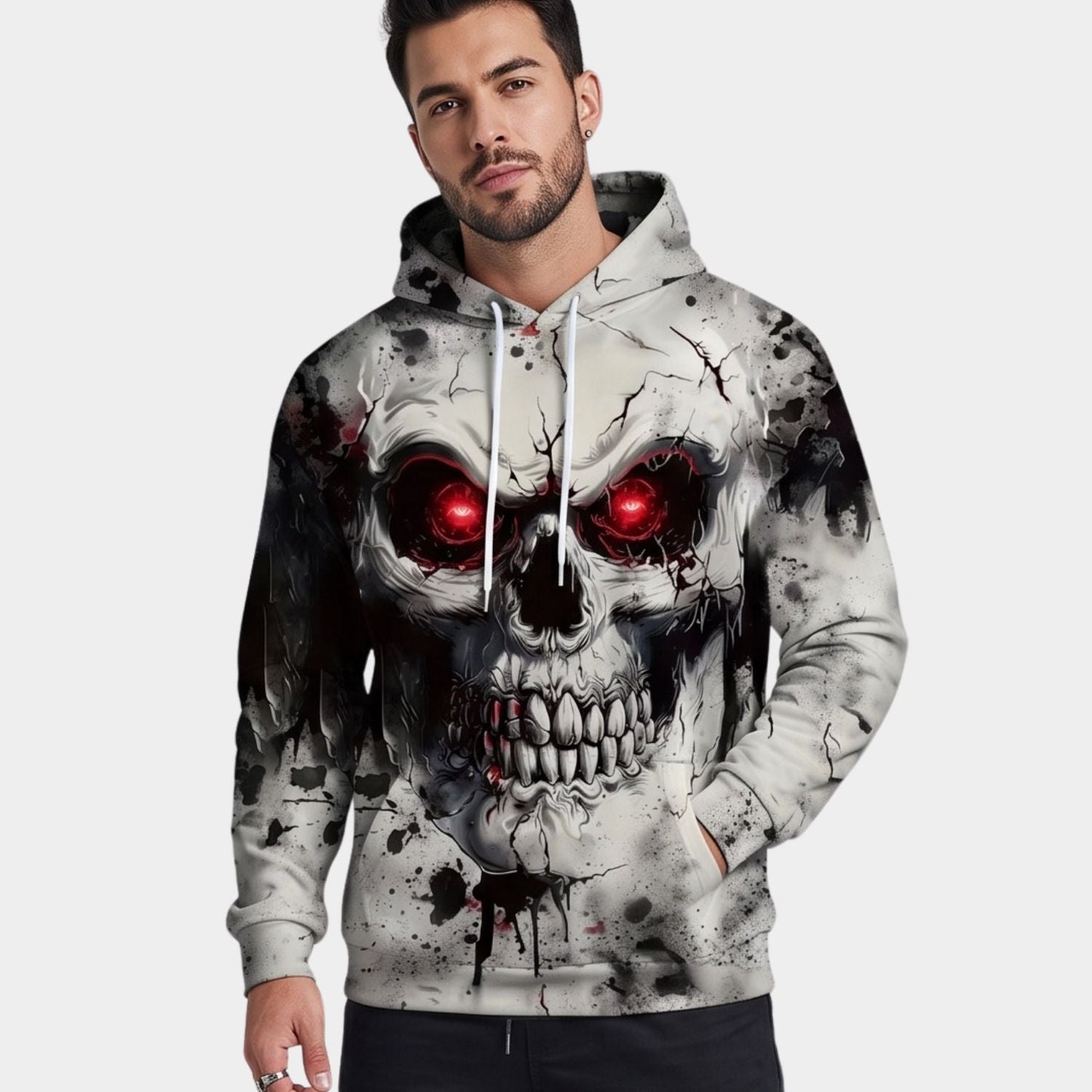 Novelty Skull Graphic Print Hoodie | Zyphhra