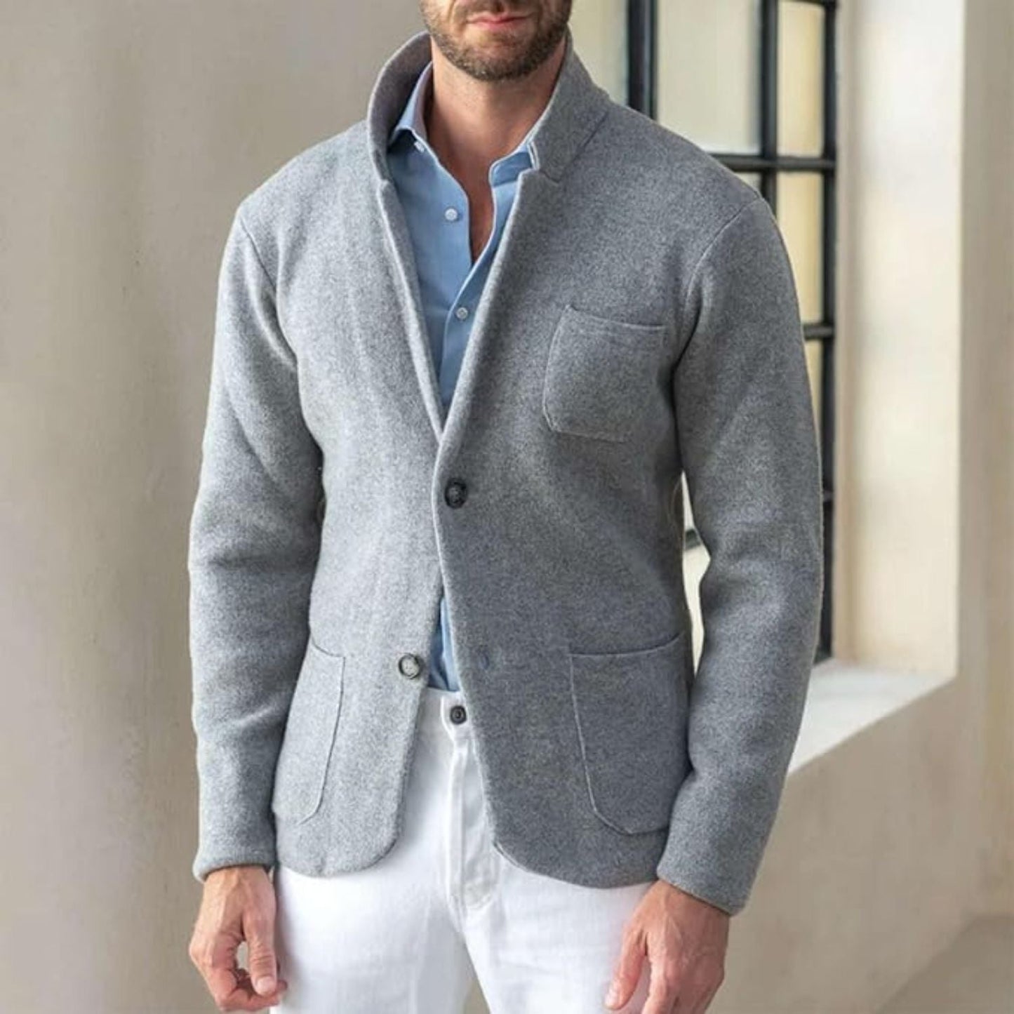 Tailored Collar Knit Cardigan | Zyphhra
