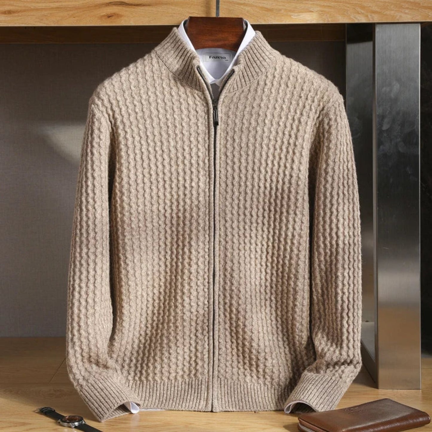 Textured Zip Knit Cardigan | Zyphhra