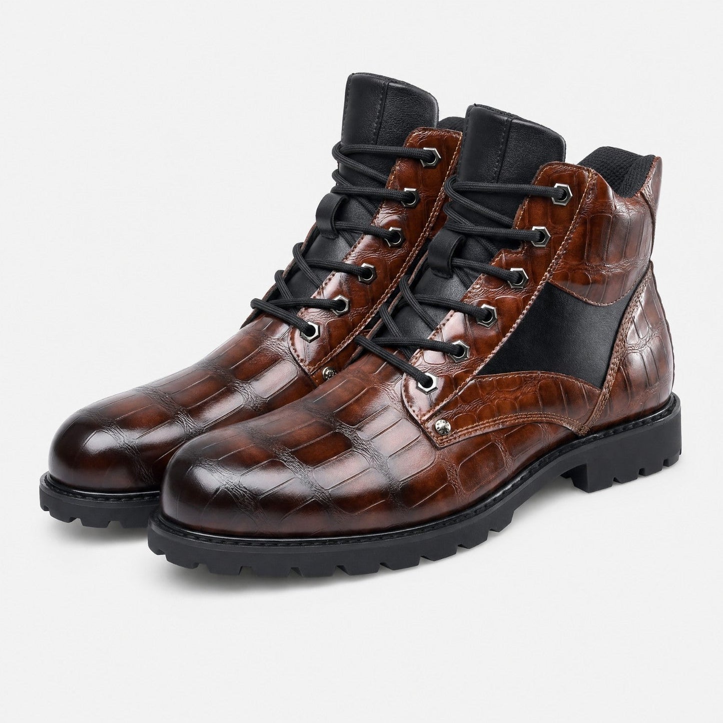 Embossed Combat Ankle Boots | Zyphhra