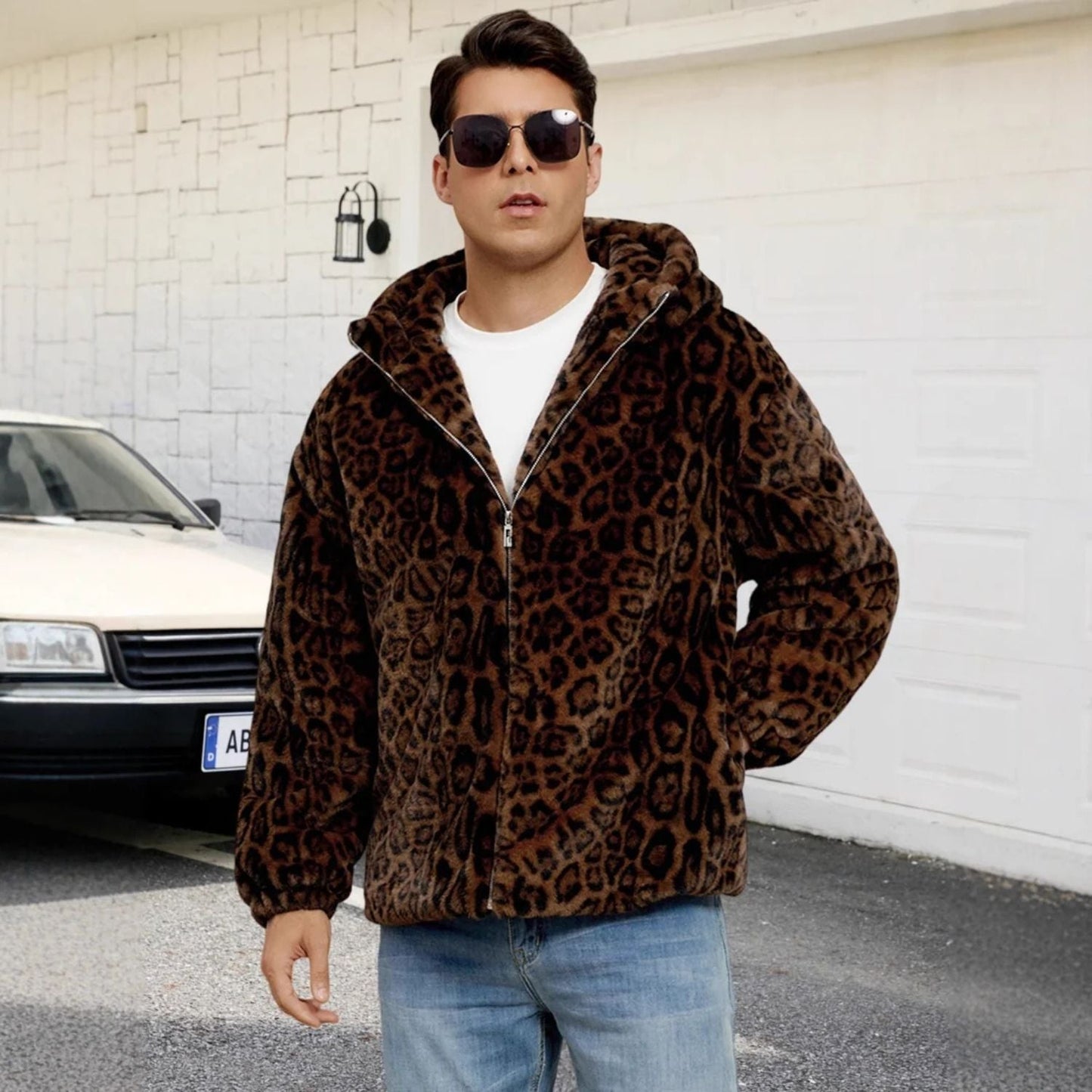 Hooded Patterned Fur Jacket | Zyphhra