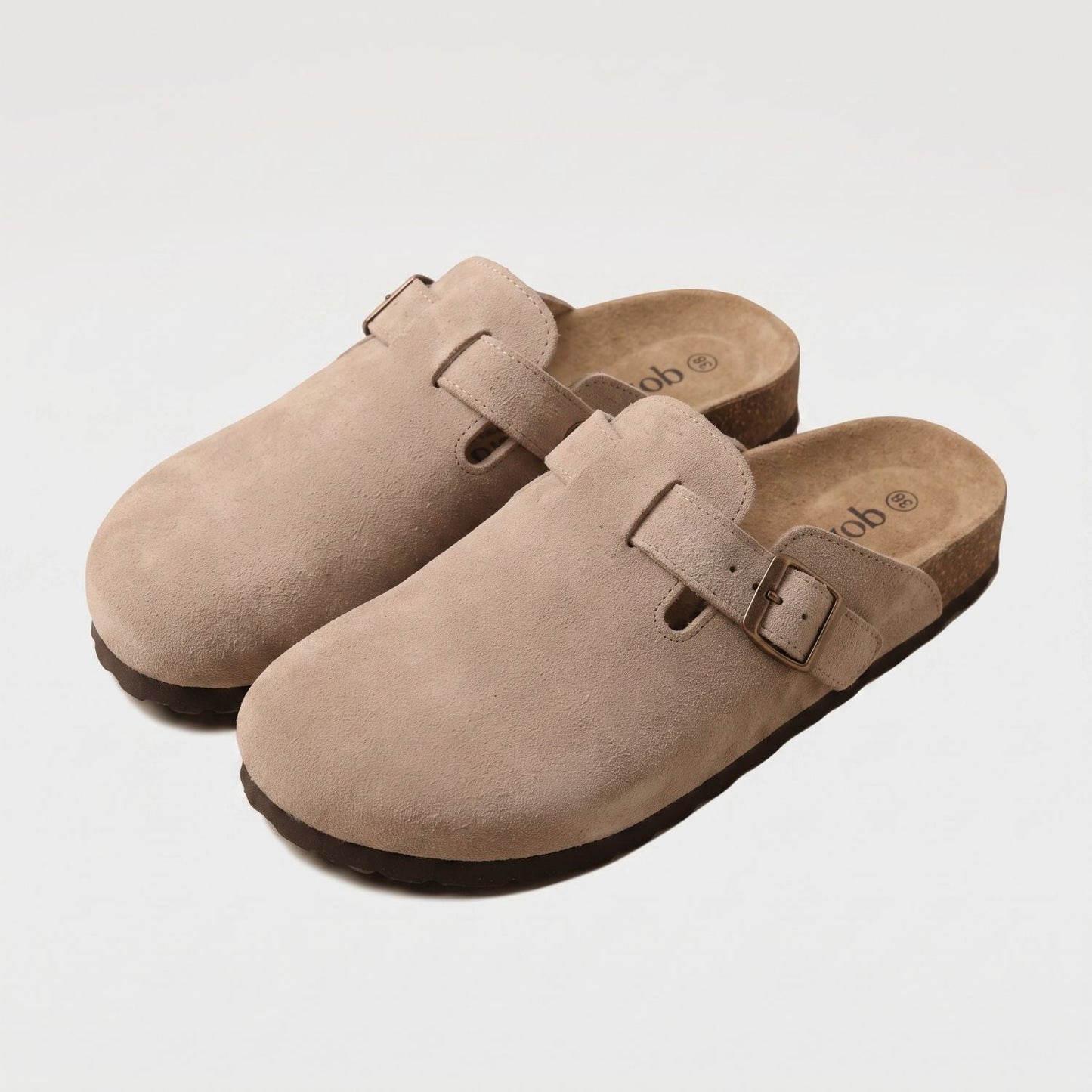 Genuine Suede Buckle Clogs | Zyphhra