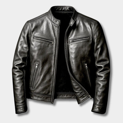 Snap Collar Leather Jacket | Zyphhra