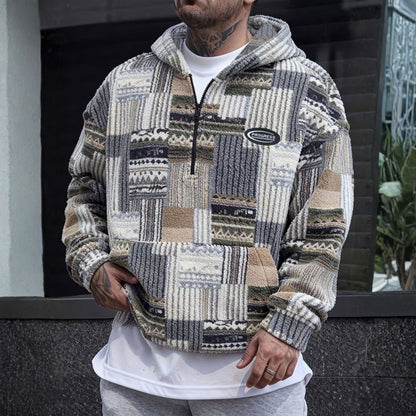 Patchwork Sherpa Half Zip Hoodie | Zyphhra