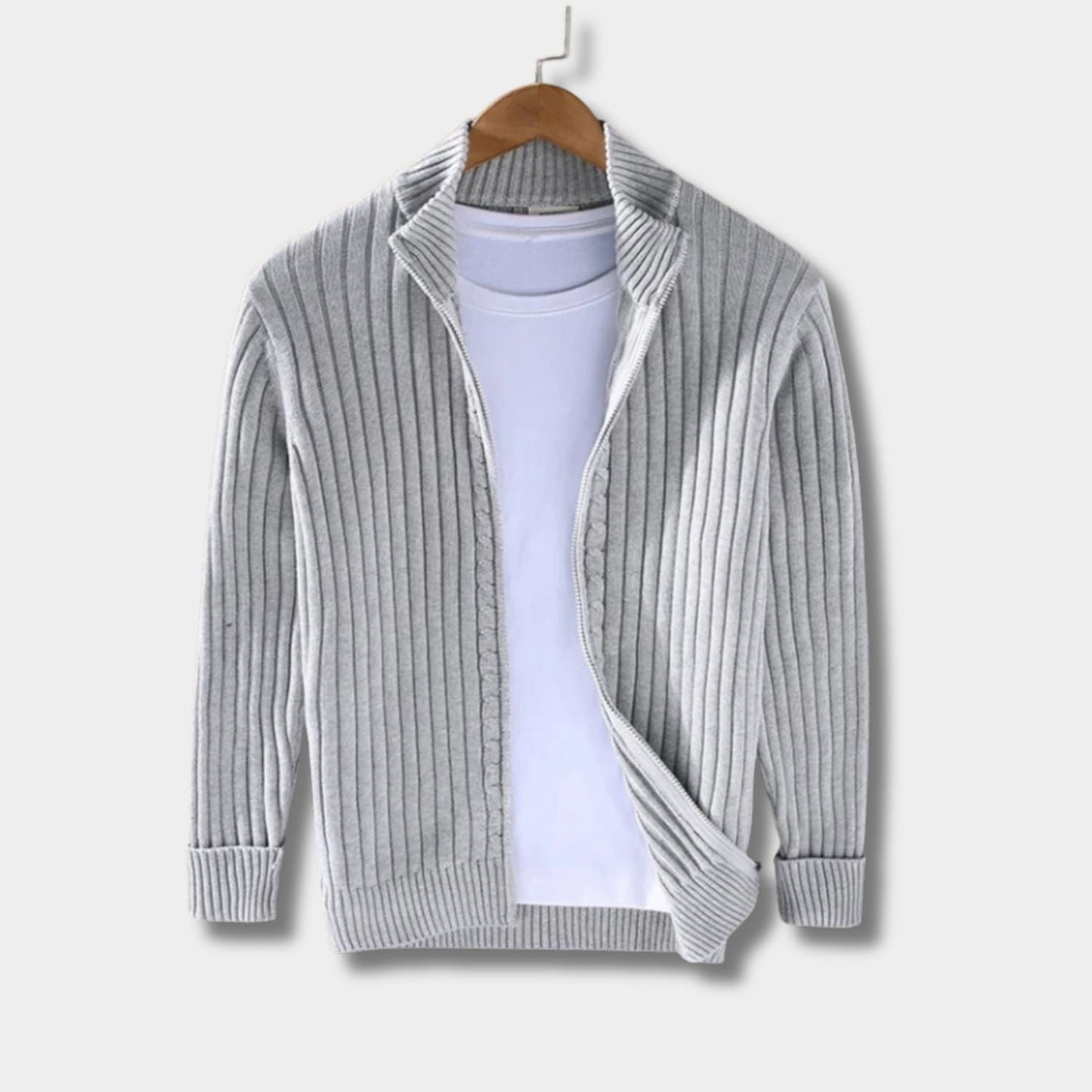 Ribbed Zip Front Cardigan | Zyphhra