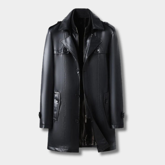 Structured Trench Style Leather Coat | Zyphhra