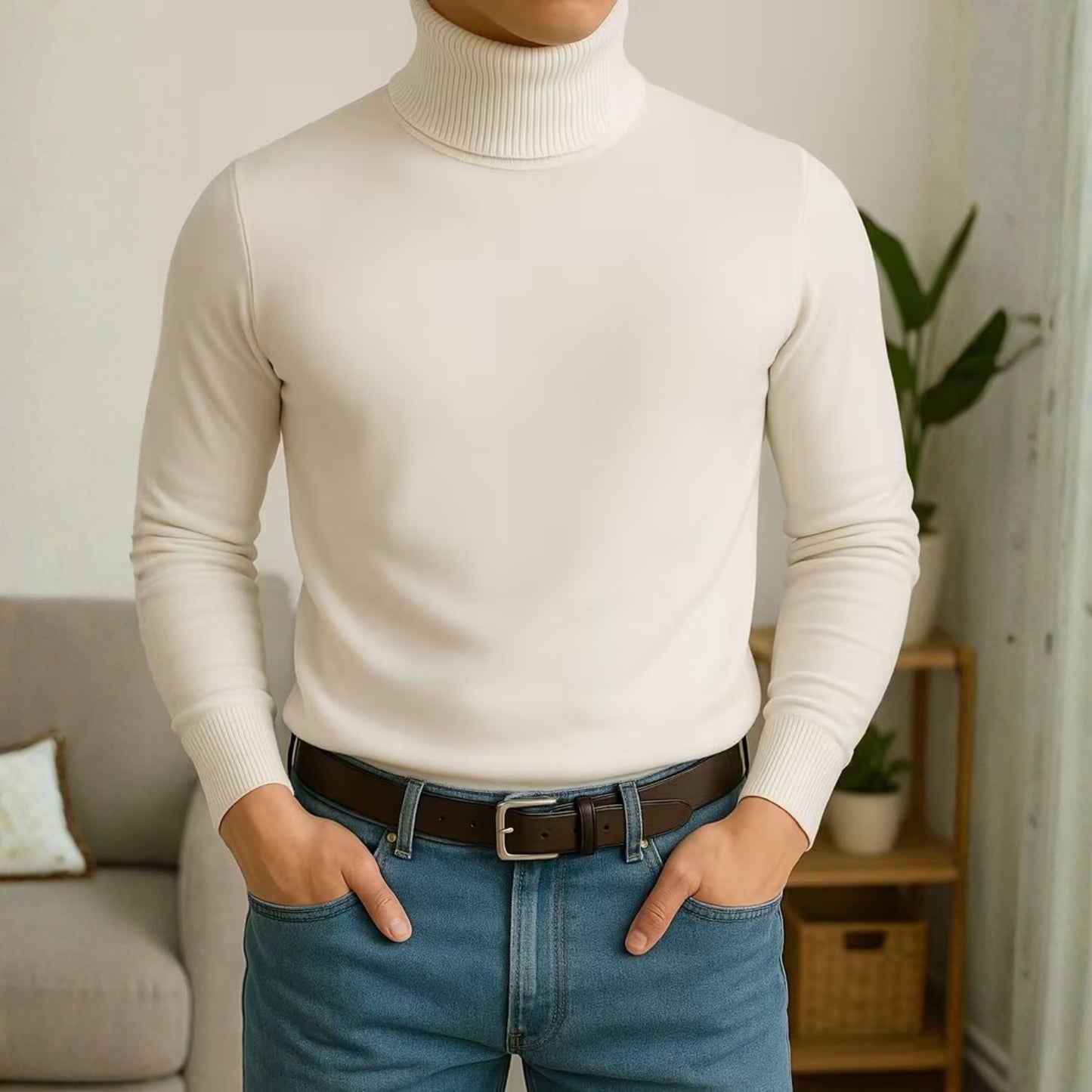 Solid High Neck Roll Neck | Zyphhra