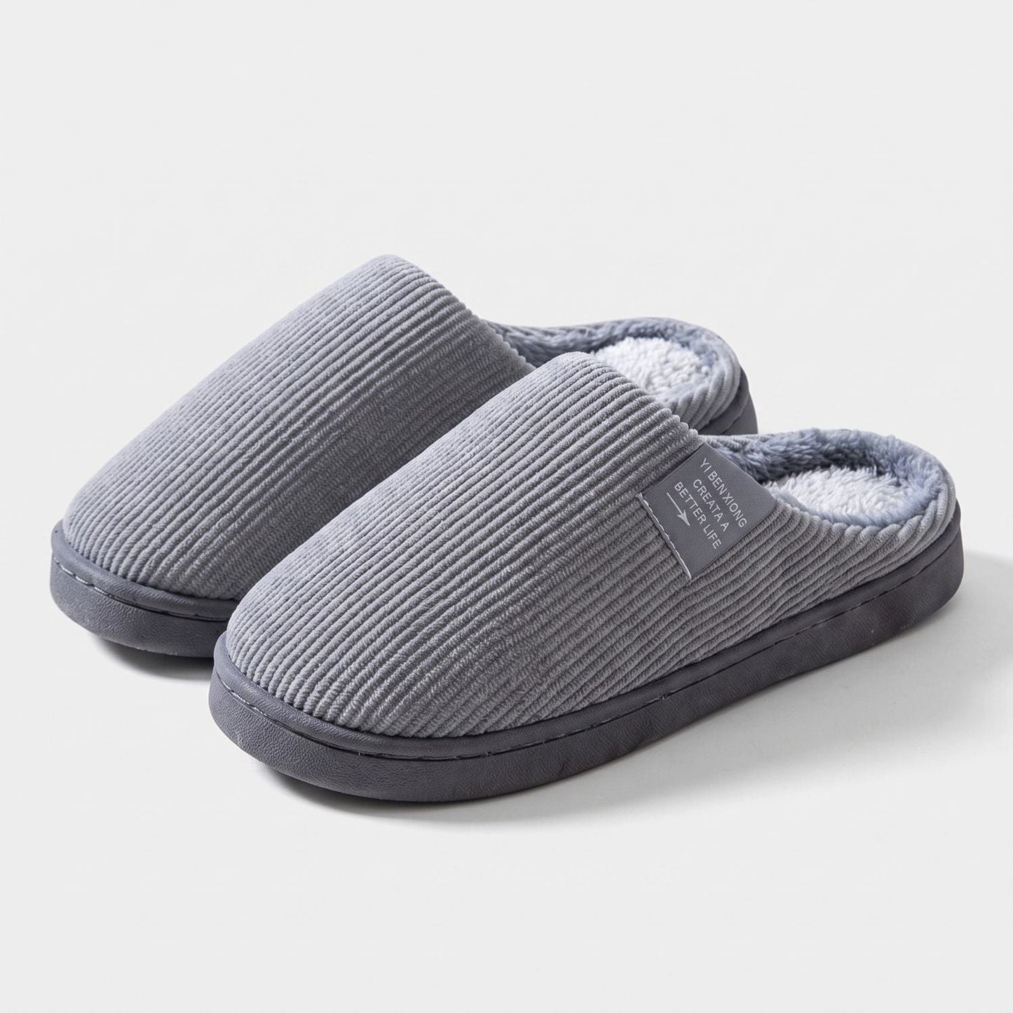Ribbed Plush House Slippers | Zyphhra