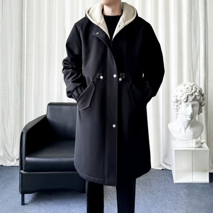 Fleece Hooded Trench Over Coat | Zyphhra