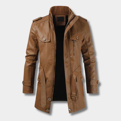 Long Utility Leather Coat | Zyphhra