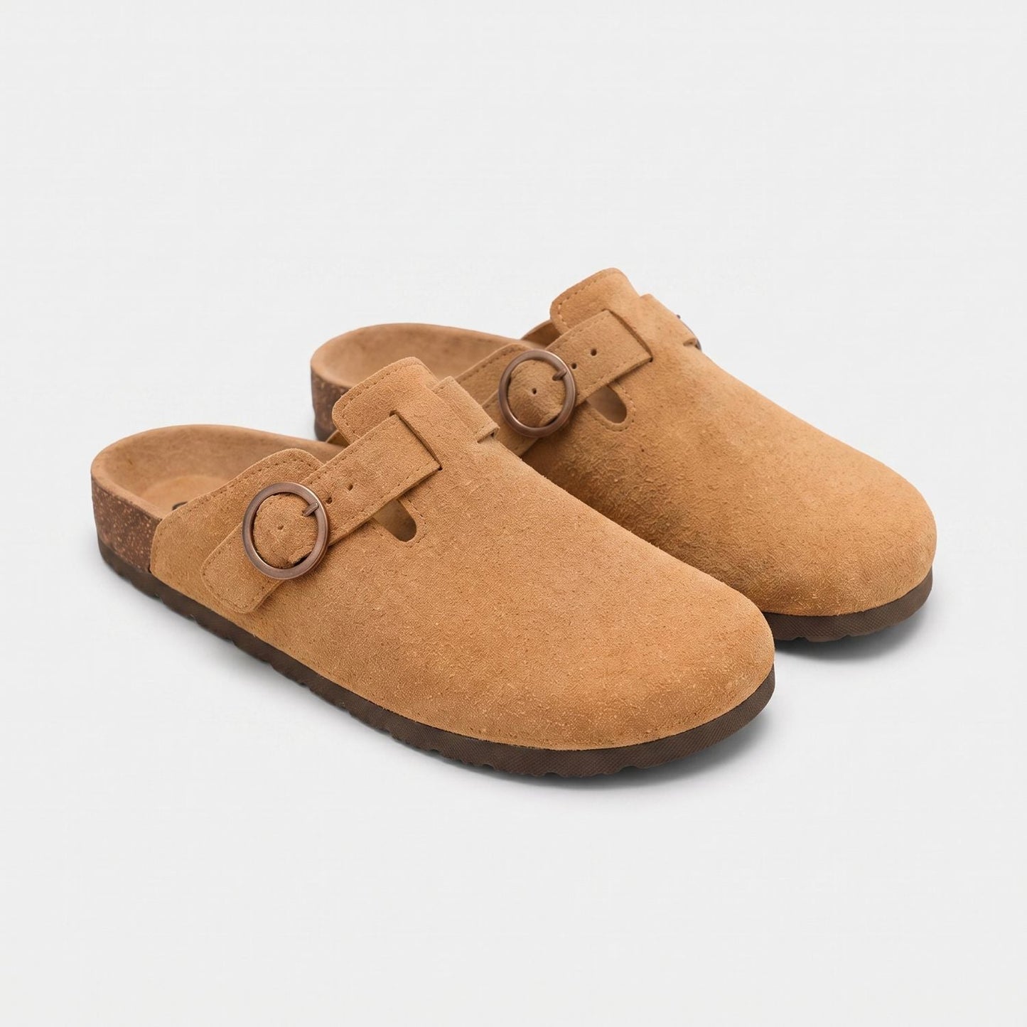 Suede Look Buckle Clogs | Zyphhra