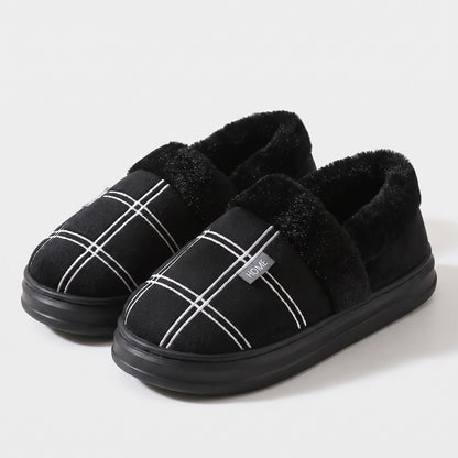 Plaid Fleece Slip-On Slippers | Zyphhra