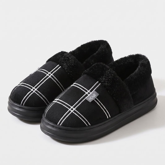 Plaid Fleece Slip-On Slippers | Zyphhra