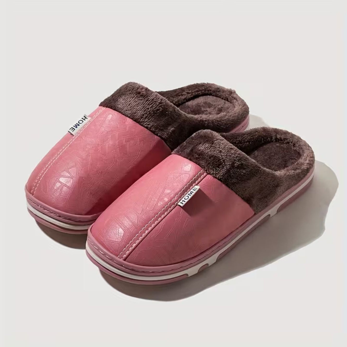 Faux Leather Warm Home Slippers | Zyphhra