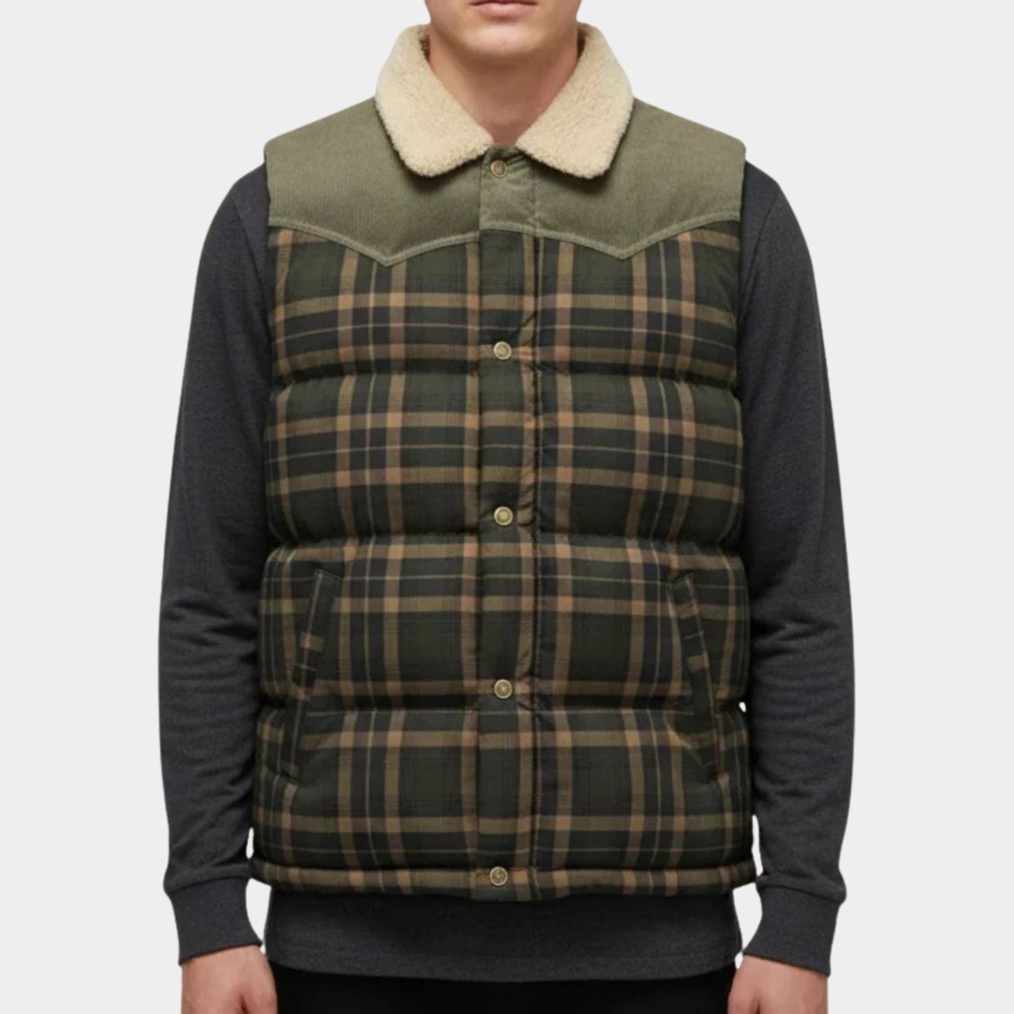 Checked Sherpa Puffer Gilet | Zyphhra