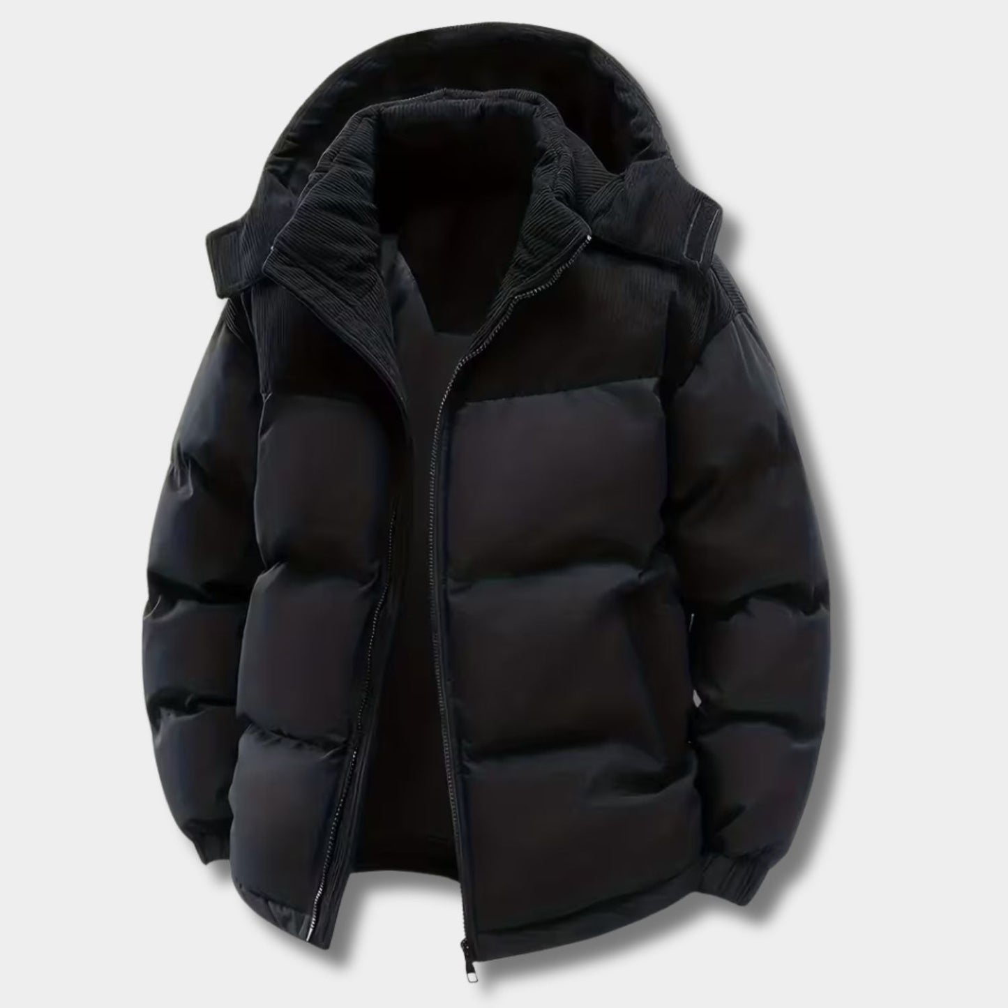 Corduroy Hooded Puffer Jacket | Zyphhra