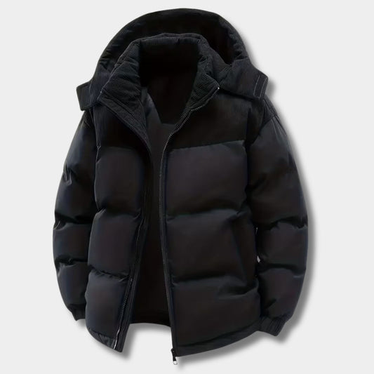 Corduroy Hooded Puffer Jacket | Zyphhra