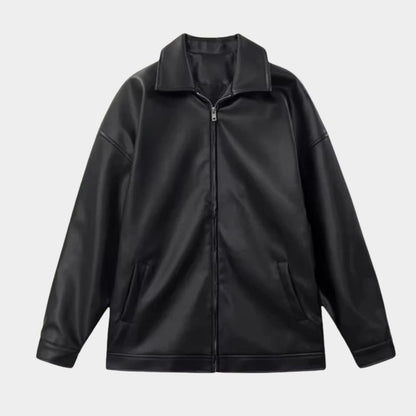 Oversized Retro Leather Jacket | Zyphhra