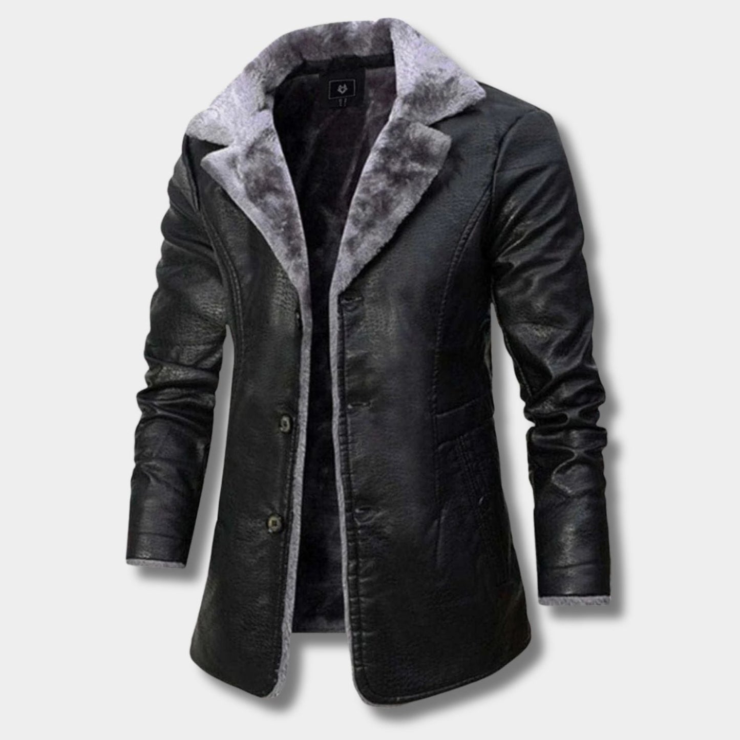 Shearling Lapel Leather Coat | Zyphhra