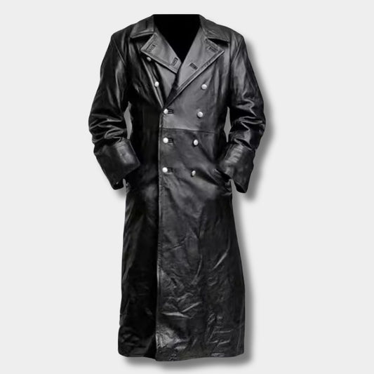 Double-Breasted Lapel Leather Coat | Zyphhra