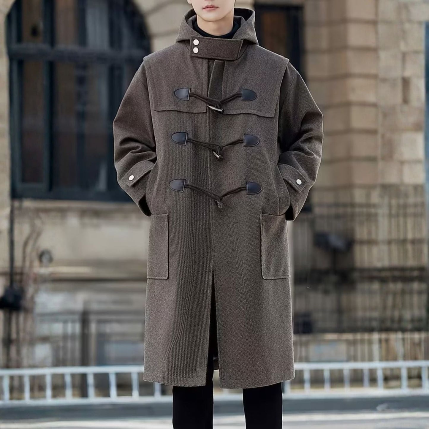 Hooded Toggle Button Over Coat | Zyphhra