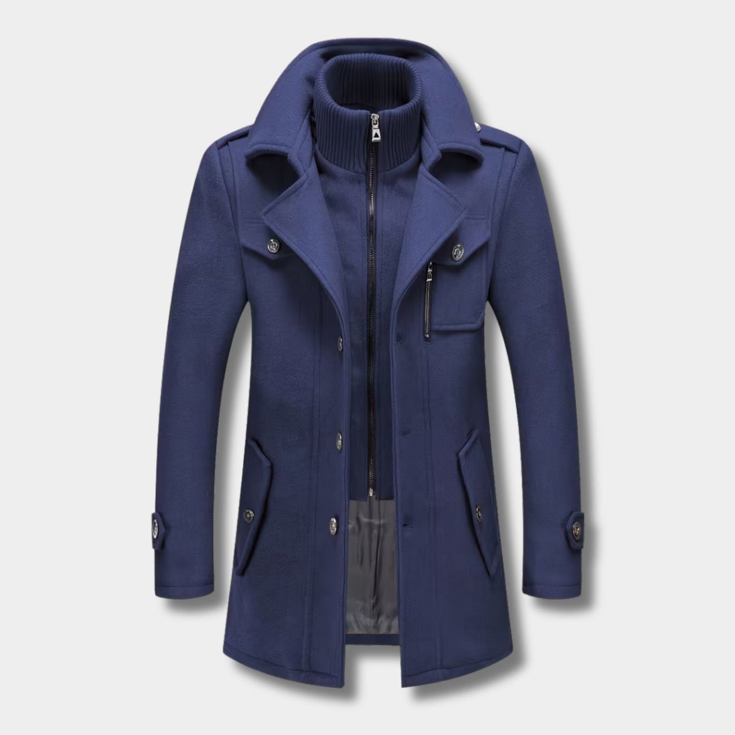 High Neck Fleece Pea Coat | Zyphhra