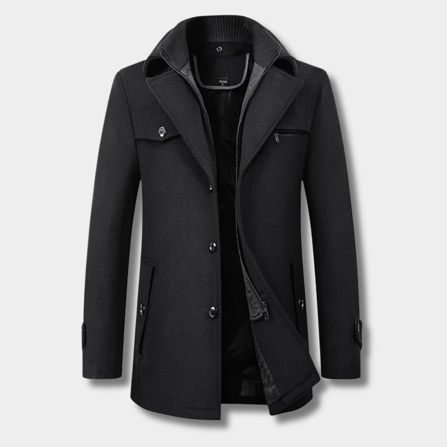 Ribbed Collar Padded Over Coat | Zyphhra