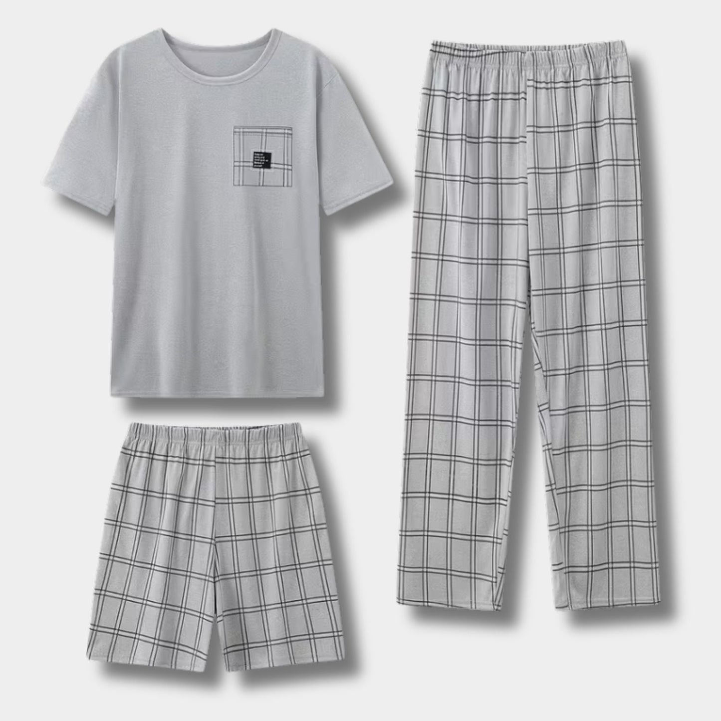 3-Piece Plaid Summer Pyjama Set | Zyphhra