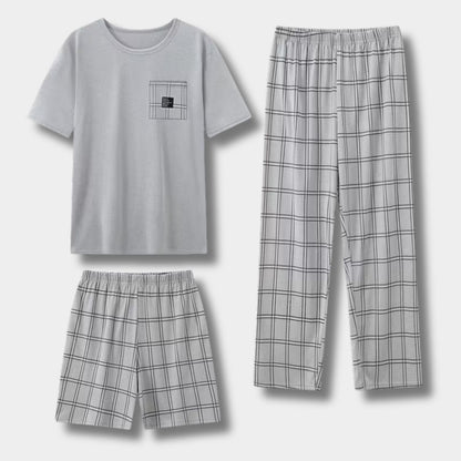 3-Piece Plaid Summer Pyjama Set | Zyphhra