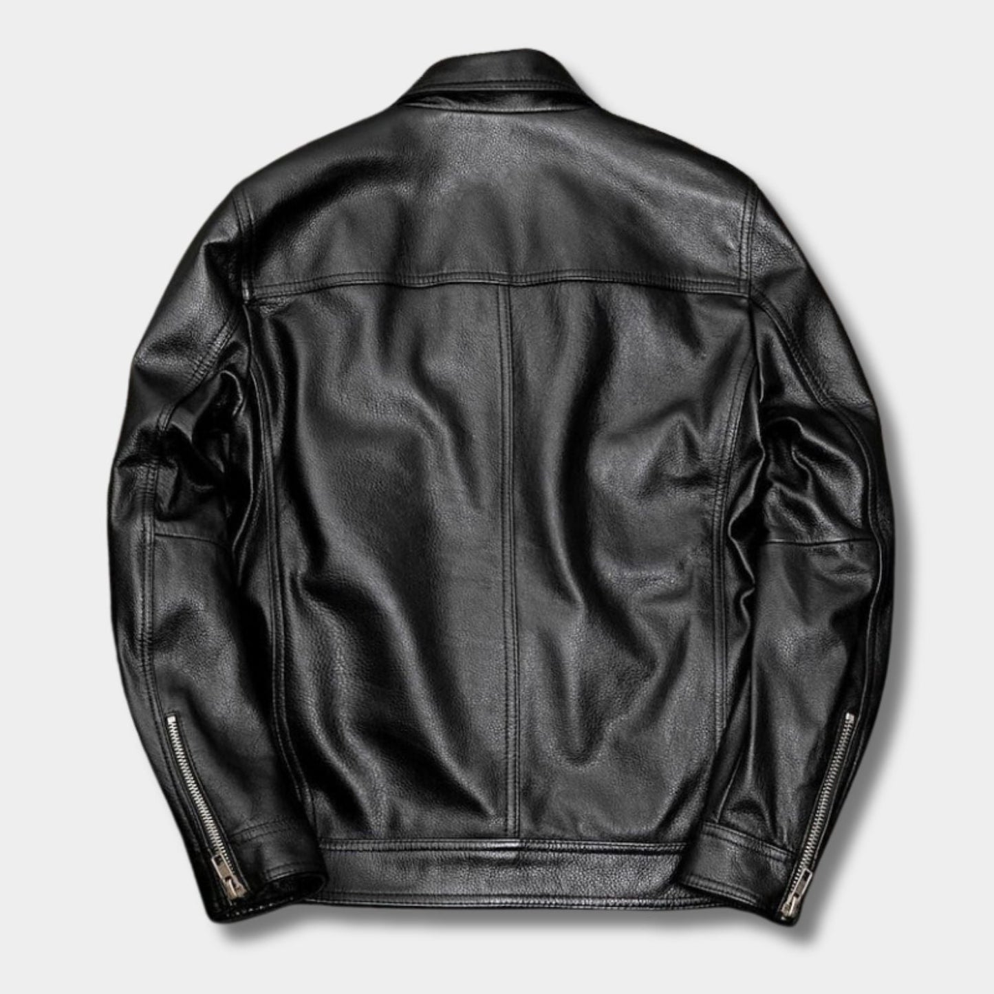Classic Collared Leather Jacket | Zyphhra