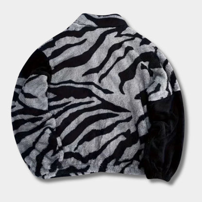 Zebra Print Faux Fur Jacket | Zyphhra
