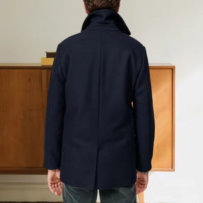 Notched Collar Wool Pea Coat | Zyphhra
