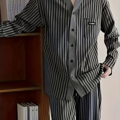 Striped V-Neck Lounge Pyjama Set | Zyphhra