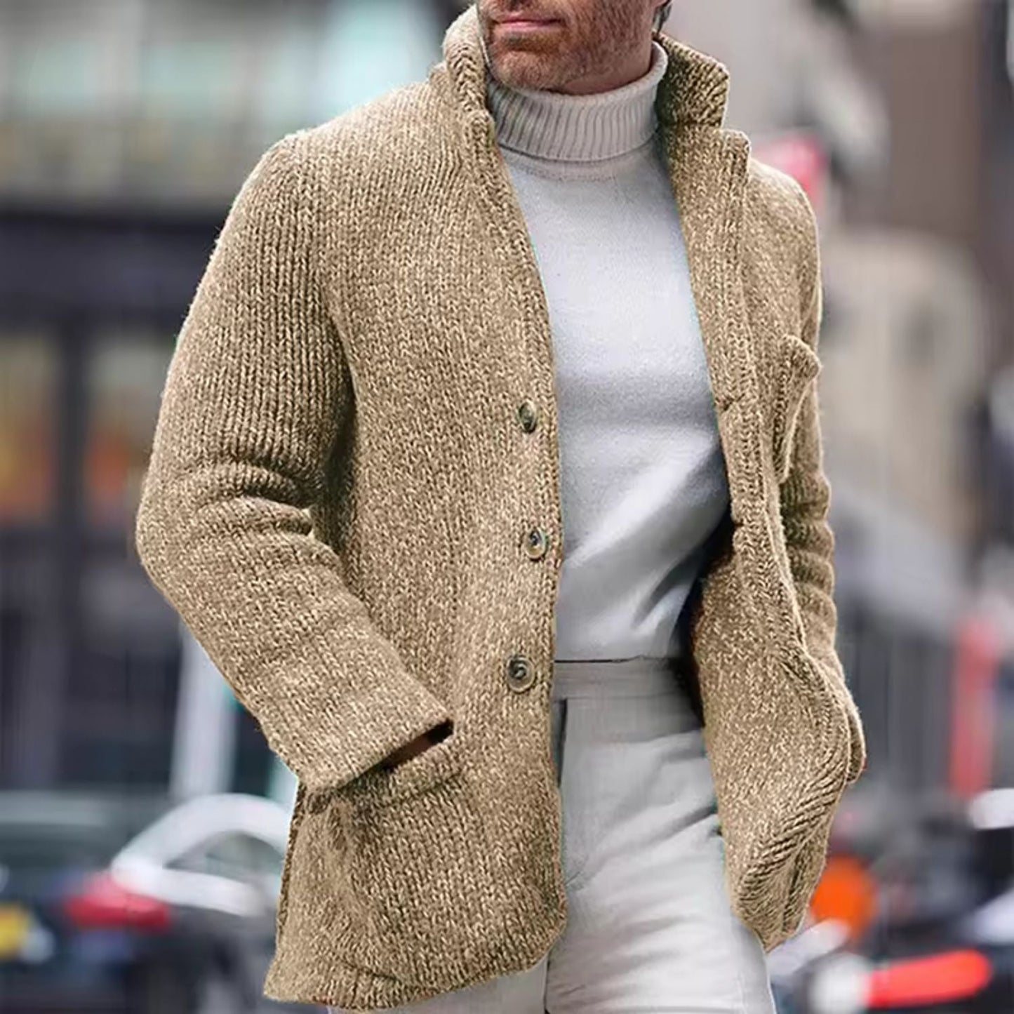 Chunky Stand Collar Cardigan | Zyphhra