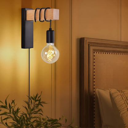 Industrial Wood Wall Sconce | Zyphhra