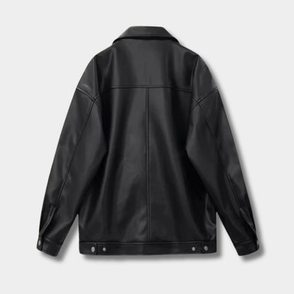 Oversized Retro Leather Jacket | Zyphhra